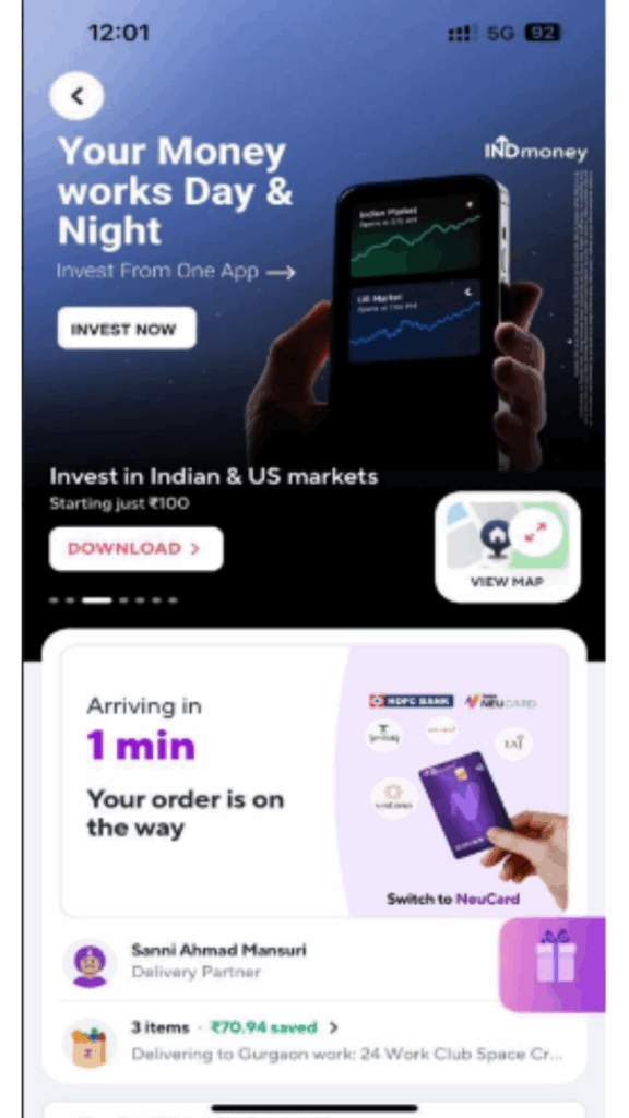 Zept Ads placement for INDMoney